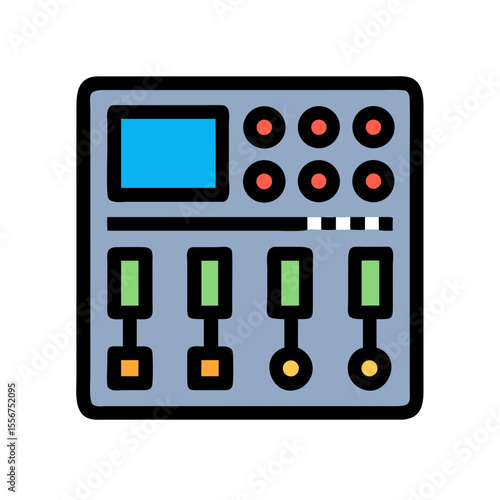 Stylized Music Audio Mixing Console Vector Graphic Illustration