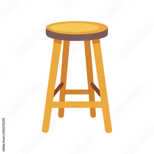 Illustration of a wooden stool with simple design and colors