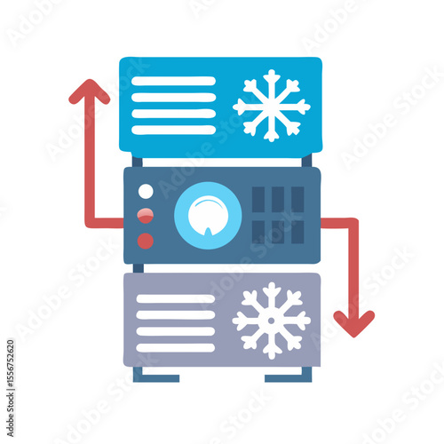 Graphic illustration of a cooling system with cooling arrows