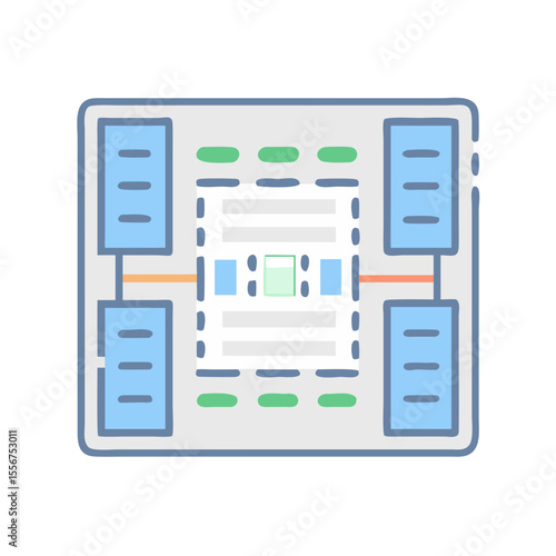 Conceptual schematic diagram of data flow and network systems