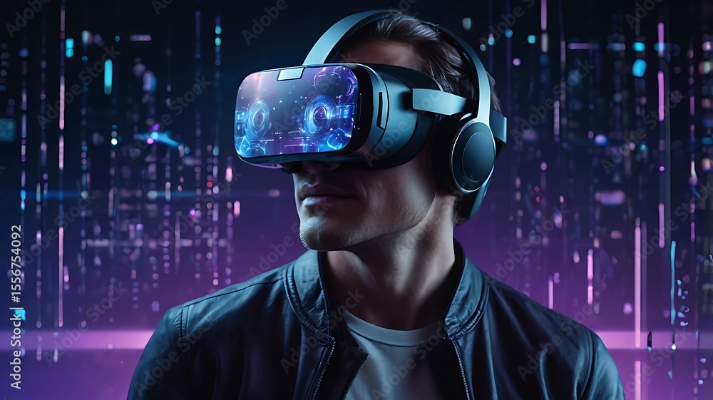 Person in VR Headset: Metaverse Experience & Future Tech Person in VR Headset: Metaverse Experience & Future Tech