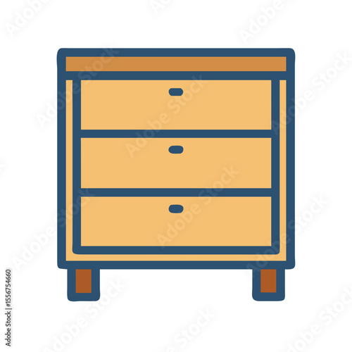 Simple three drawer chest design with flat style graphic