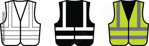 Hi vis safety vest vector illustration set for construction work and traffic control apparel design 100 editable vector illustration with png format
