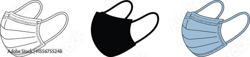 Illustration of medical face masks for virus protection and prevention against coronavirus and other diseases editable vector illustration with png format