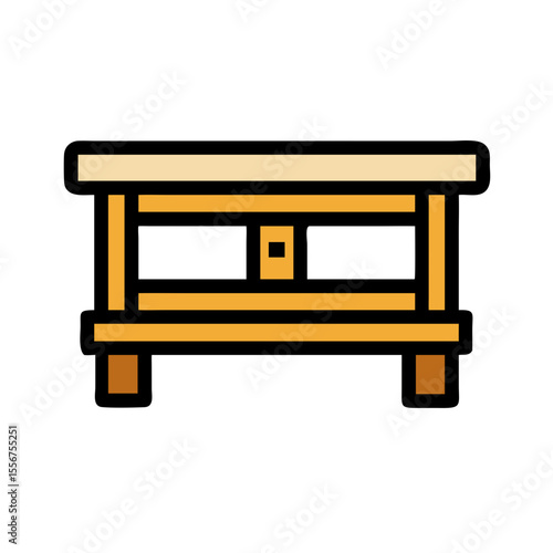 Isolated pixel art wooden table against a White Background