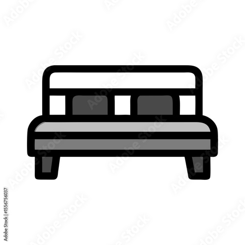 Minimalist bench illustration against White Background for design uses