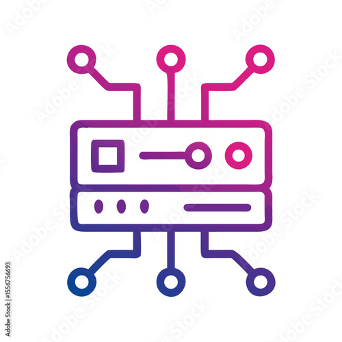 Server rack with circuit connections on White Background image