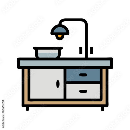 Bathroom vanity cabinet design, flat style with White Background