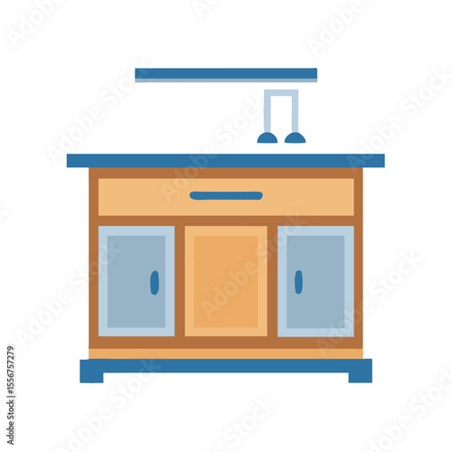 Flat illustration of bathroom vanity sink on White backdrop