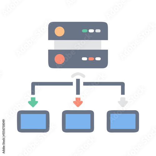 Server diagram illustrating data distribution network with multiple nodes