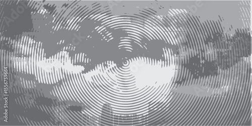 Distressed background in black and white texture with circles, spots, scratches, and lines. Abstract vector illustration.