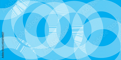 Abstract design showcasing intertwining white geometric lines forming a complex pattern against a vivid blue backdrop, conveying modernity, symmetry, and creativity.