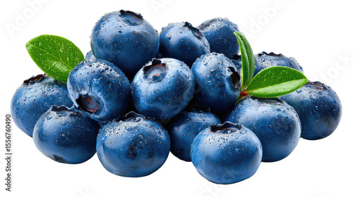 Wallpaper Mural Delicious Blueberry Delight: A close-up shot captures a pile of vibrant blueberries with green leaves, offering a refreshing burst of flavor and a glimpse of nature's sweetness. Torontodigital.ca