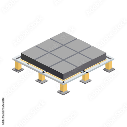 Isometric grid platform on isolated White Background minimal style