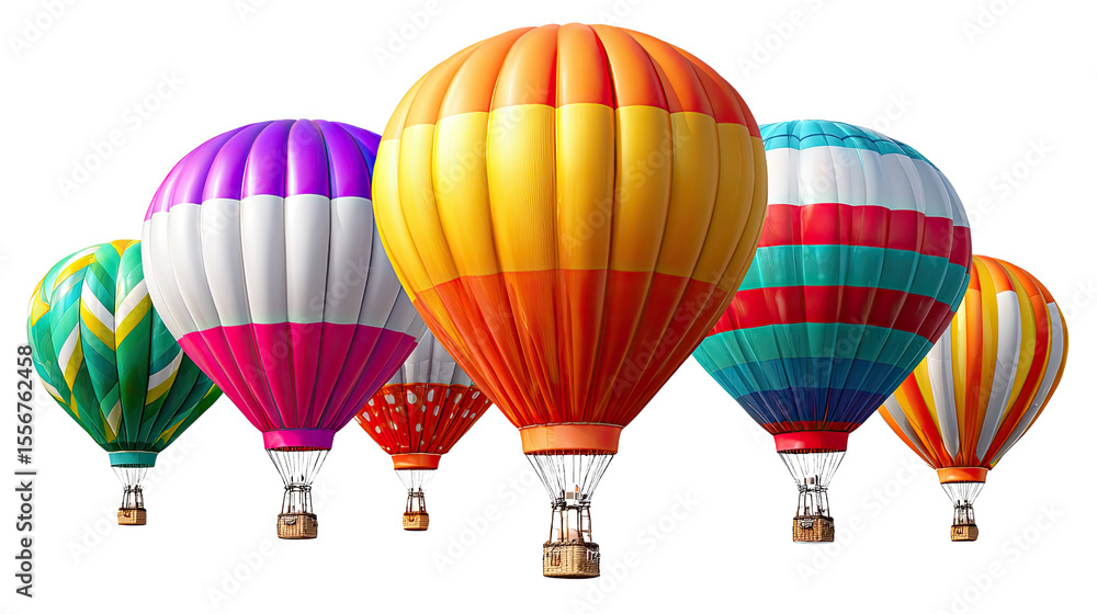 Obraz premium Hot Air Balloons Soaring: A vibrant spectacle of colorful hot air balloons ascending into the bright sky, inviting viewers to dream of adventure and freedom.