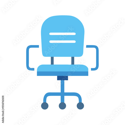 Illustration of blue office chair with White Background