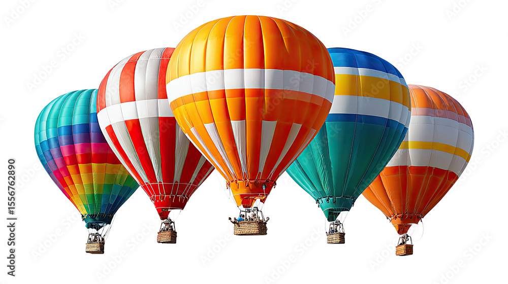 Fototapeta premium Colorful Flight: A vibrant collection of hot air balloons soaring gracefully, showcasing the sheer beauty of air travel against an open sky.