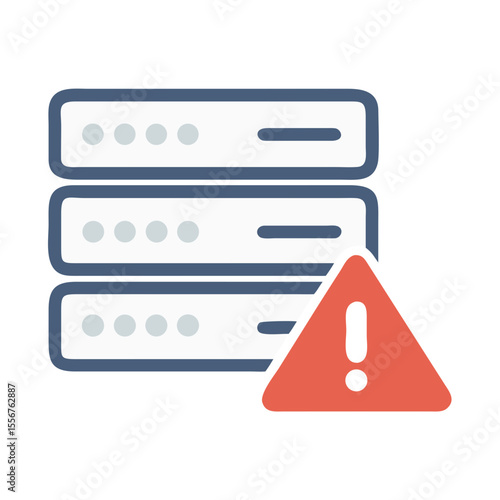 Data server failure warning icon on a White Background