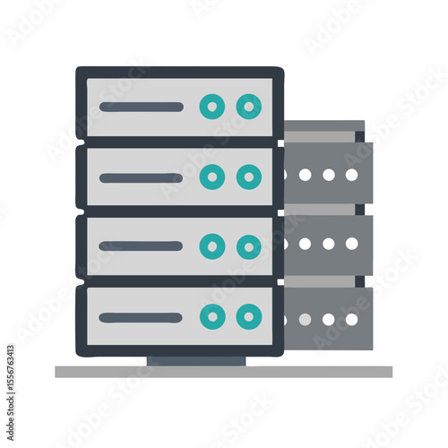 Stylized server stack icon depicting data storage infrastructure