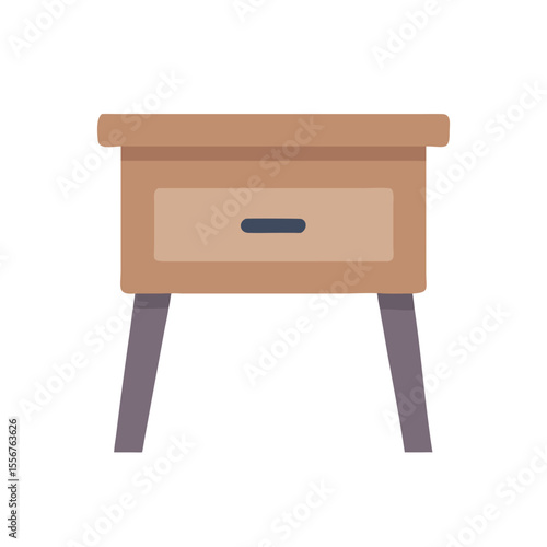 Simple flat illustration of a nightstand on White Background