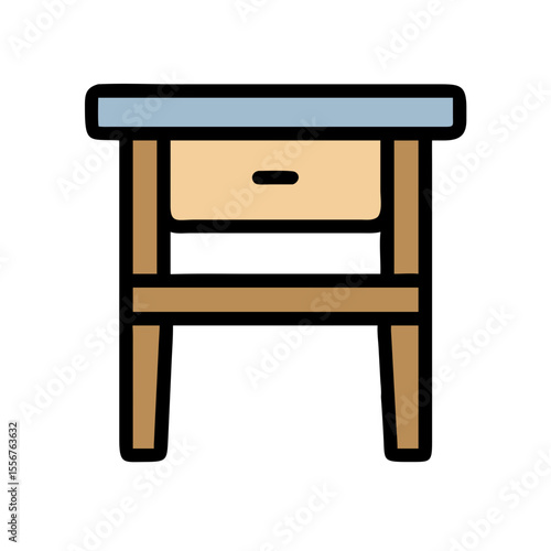 Minimalist nightstand illustration on a White Background for design