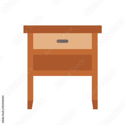Flat design illustration of a brown wooden nightstand table