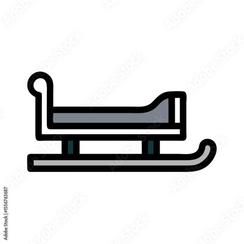 Minimalist gray toboggan icon on White Background for winter theme