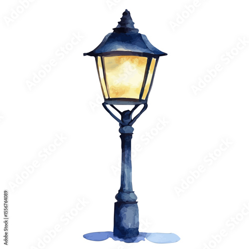 Night Light, watercolor illustration vector, isolated on a white background.