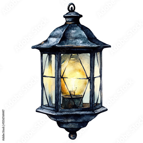 Night Light, watercolor clipart vector, isolated on a white background.