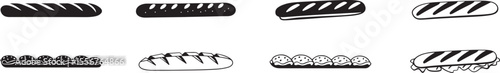 Simple Outline Bread and Filled Sandwich Graphics.