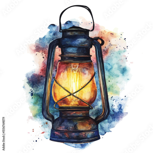 Night Light, watercolor drawing vector, isolated on a white background.