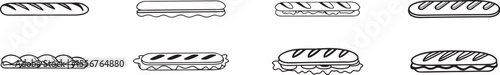 Bread and Sandwich Icons Vector.