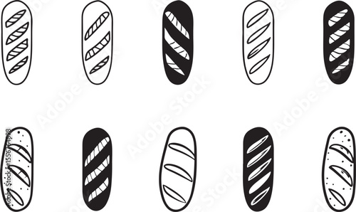 Simple Outline Bread and Filled Sandwich Graphics.