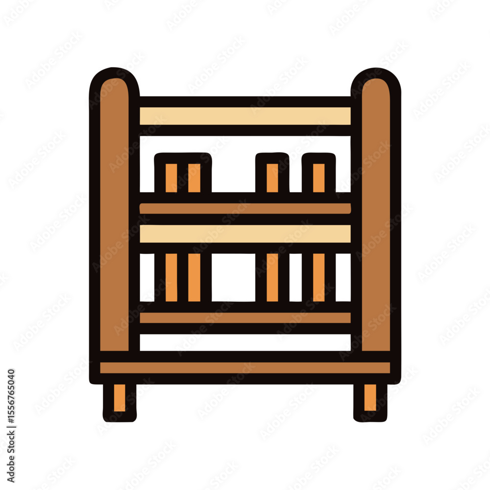 Fototapeta premium Minimalist wooden shelving unit isolated on a White Background