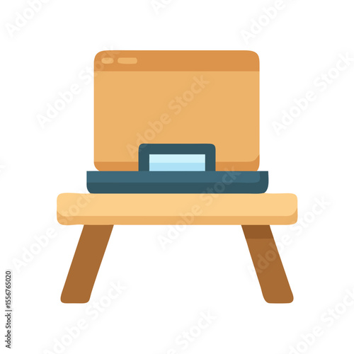 Flat design illustration of a small wooden table stand