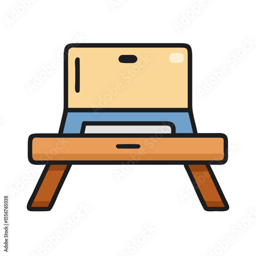 Cartoon table with adjustable top isolated on White Background