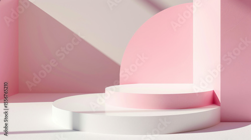 Wallpaper Mural minimal pink podium in soft pastel room Torontodigital.ca