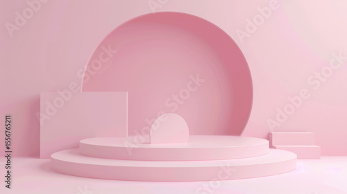 Wallpaper Mural minimal pink podium in soft pastel room Torontodigital.ca