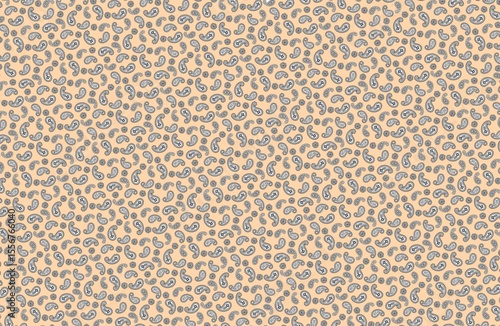 Wallpaper Mural Seamless pattern featuring stylized paisley shapes in shades of gray set against a pastel orange background Torontodigital.ca