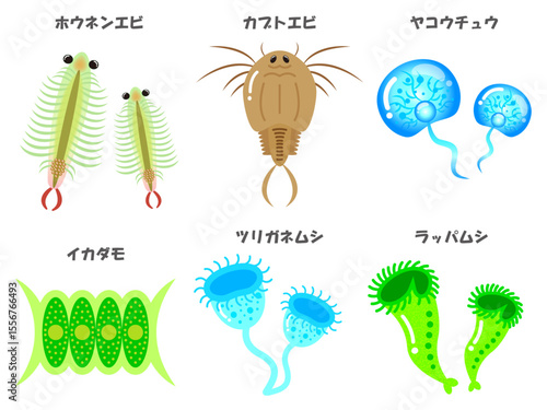 かわいい微生物とプランクトンの一覧イラスト素材セット2