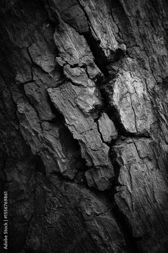 Macro photo of cracked tree bark in dramatic black and white Macro photo of cracked tree bark in dramatic black and white