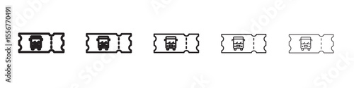 Bus Ticket icon thin flat outline style vector sign