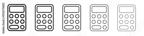 Calculator icon thin flat outline style vector sign