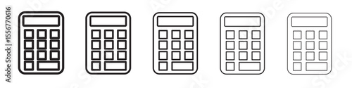 Calculator icon thin flat outline style vector sign