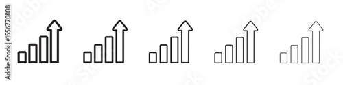 Chart icon thin flat outline style vector sign