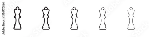 Chess king icon thin flat outline style vector sign