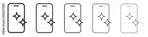 clean phone glass icon thin flat outline style vector sign