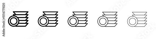 Clean stack plates icon thin flat outline style vector sign