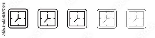 Clock icon thin flat outline style vector sign
