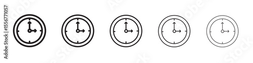Clock time icon thin flat outline style vector sign